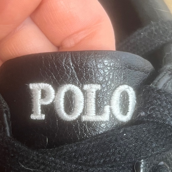 Polo Ralph Lauren Felton Leather Men's Low-Top Casual Sneakers, Black/White, 12 - Picture 2 of 13